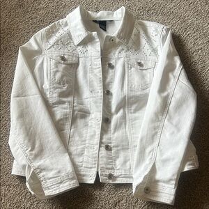 Baccini White Collared Denim Jacket